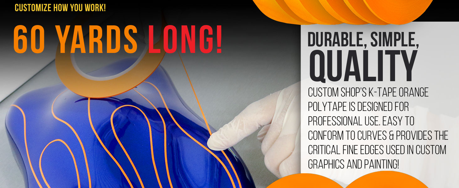 Custom Shop 1/8" Fine Line Tape Polytape Orange Fineline Masking Tape