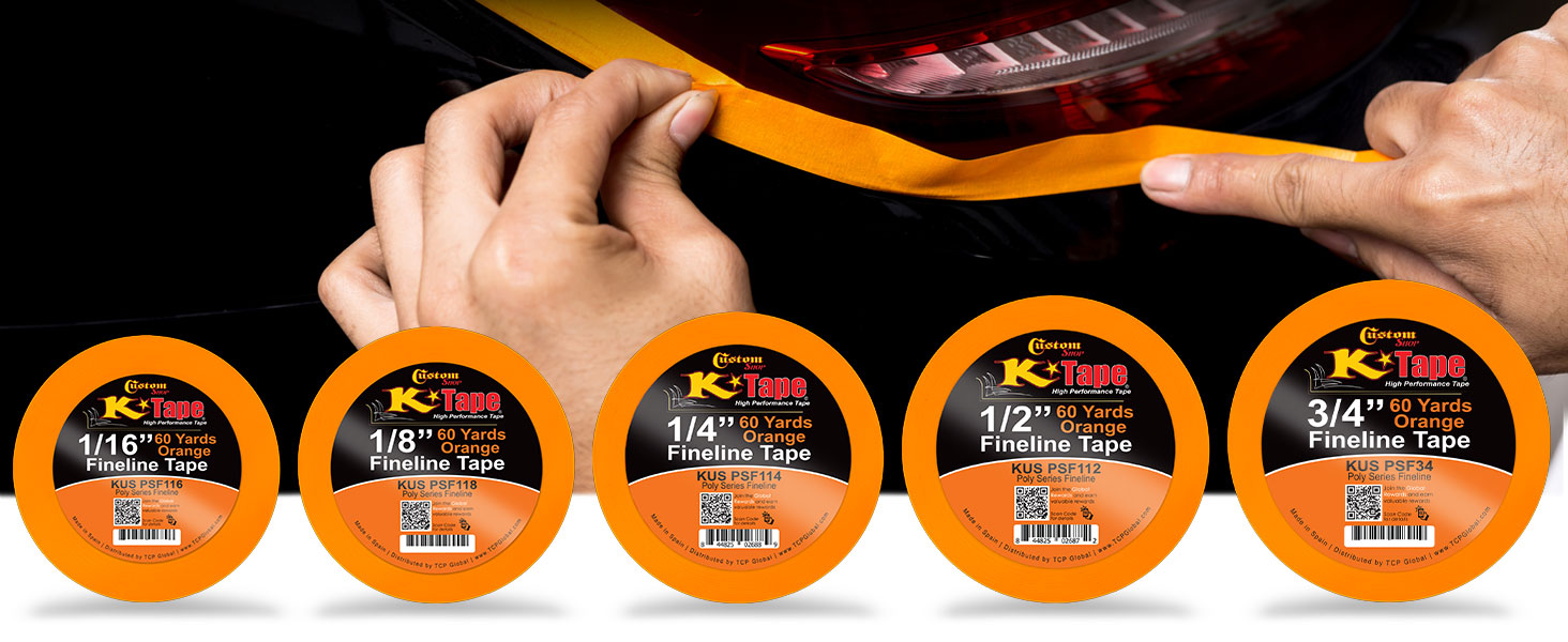 Custom Shop 1/8" Fine Line Tape Polytape Orange Fineline Masking Tape