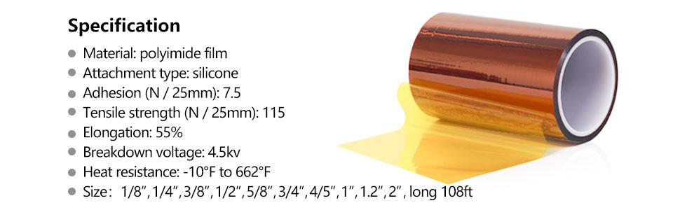 MYJOR Kapton Tape 4 Rolls, 10mm x 33m Heat Transfer Tape for Sublimation