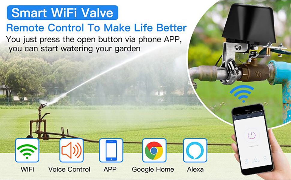 Protium Smart Water Valve, WIFI Control Water Valve manipulator Compatible with Alexa, and smart life app