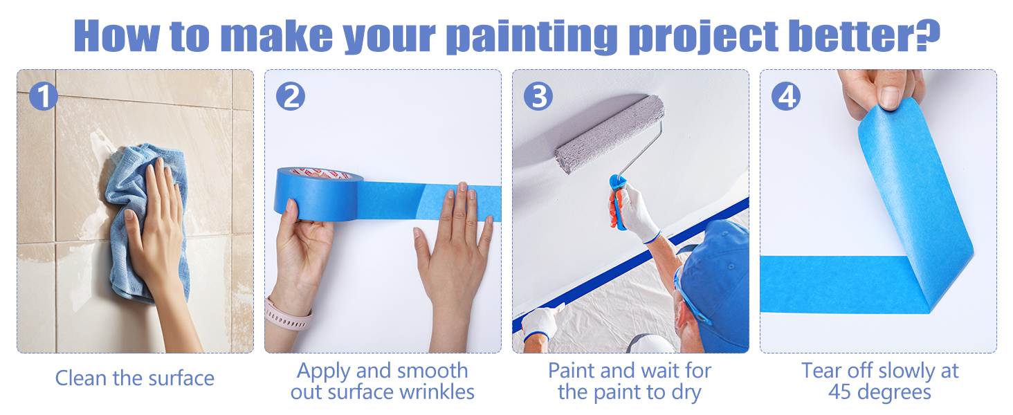 Blue Painters Tape 3Inch Wide Masking Bulk for Wall Painting 2.83IN×55Yd