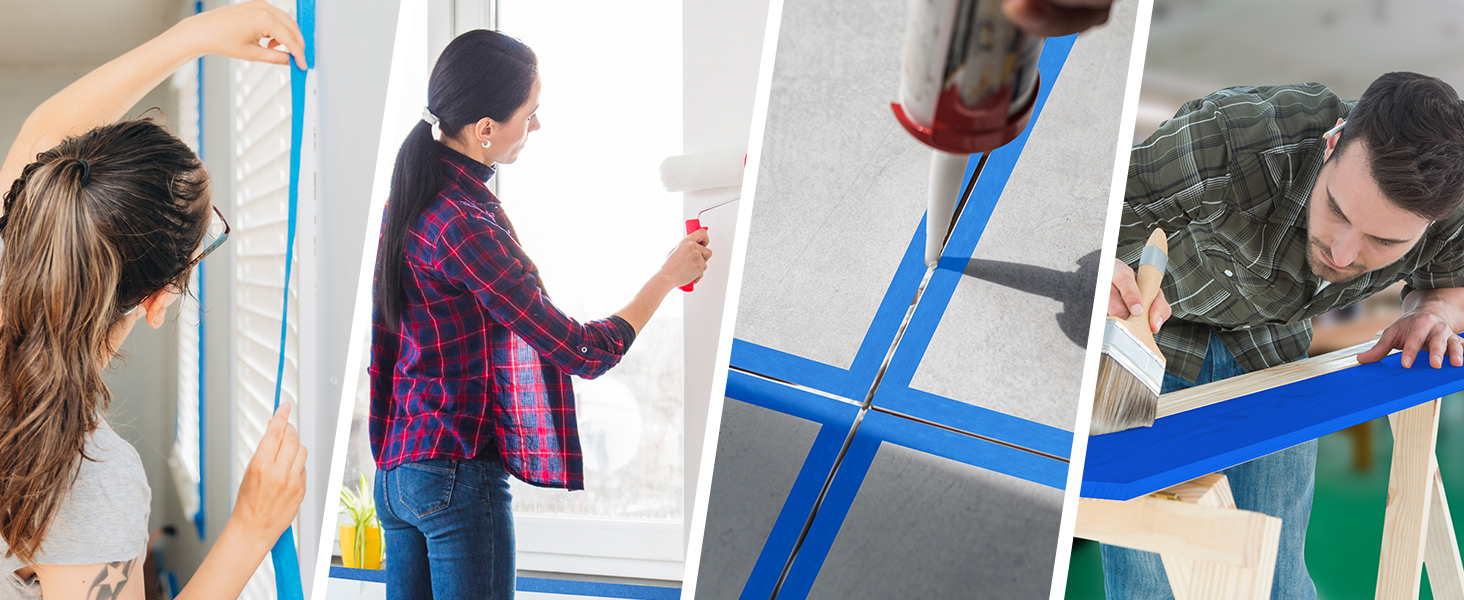 Blue Painters Tape 3Inch Wide Masking Bulk for Wall Painting 2.83IN×55Yd