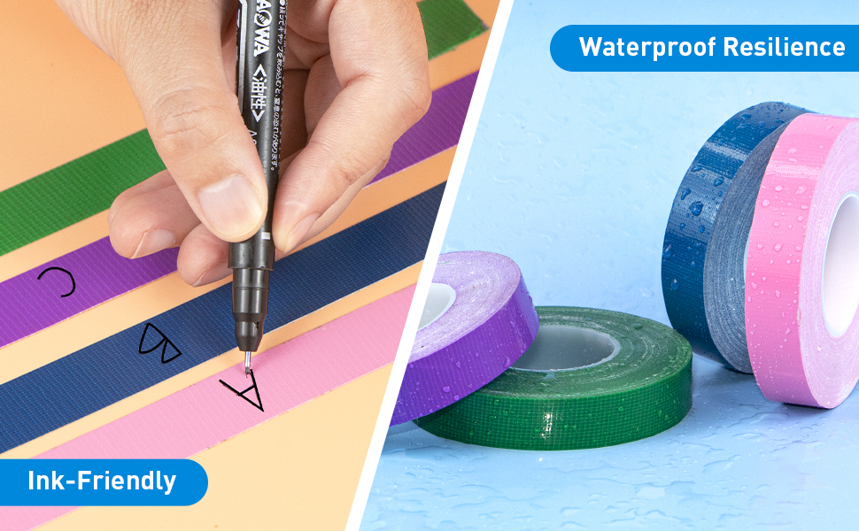 4 Rolls Colored Duct Tape, Multi Use Water Pipe Tape, Waterproof