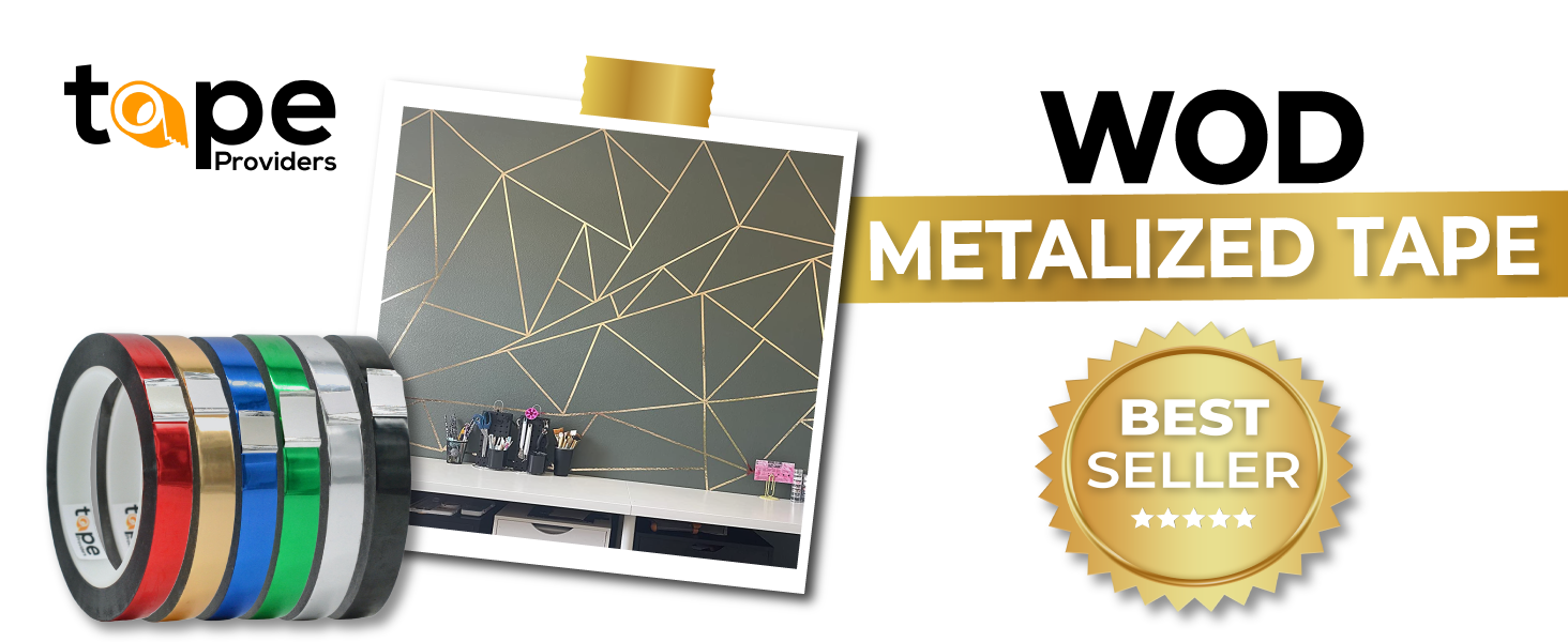 WOD MPFT2 Silver Metalized Polyester Mylar Film Tape with Acrylic Adhesive, 1/8 inch x 72 ft. Vibrant Mirror Silver Tape, Decor Tape for Detailing Accent Wall, Graphic Arts, Car and Boat Trim