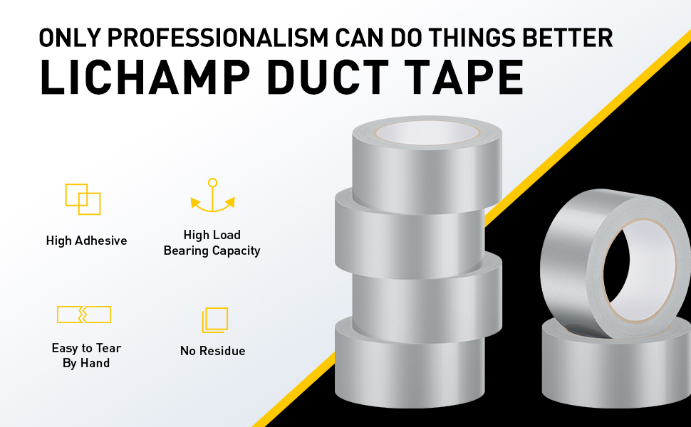 Lichamp 6 Rolls Duct Tapes, Silver Gray Duct Tape, 2 Inches x 25 Yards
