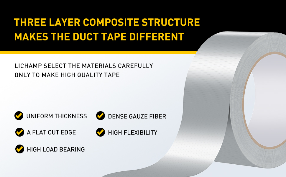 Lichamp 6 Rolls Duct Tapes, Silver Gray Duct Tape, 2 Inches x 25 Yards