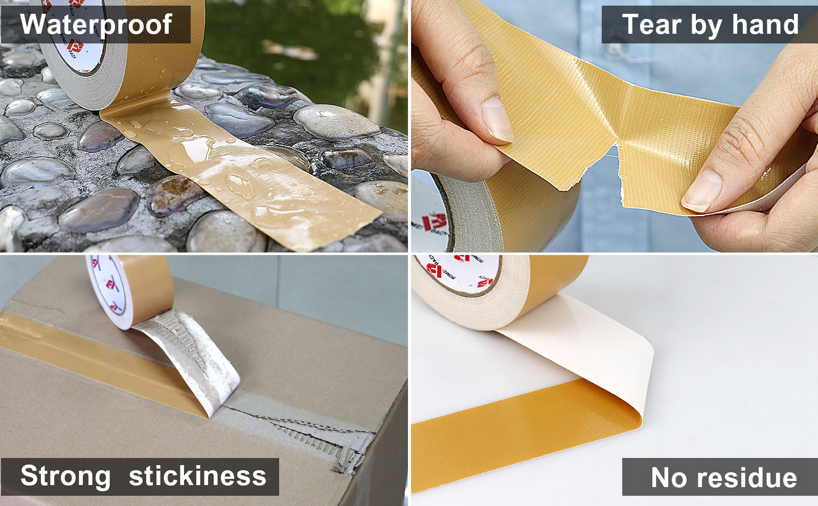 BOMEI PACK Tan Beige Duct Tape Heavy Duty,9 Mil Thickness,2 Inches x 30 Yards,Flexible,No Residue,Waterproof and Tear by Hand,Multi-Use Tan Duct Tape for Indoor & Outdoor Repairs