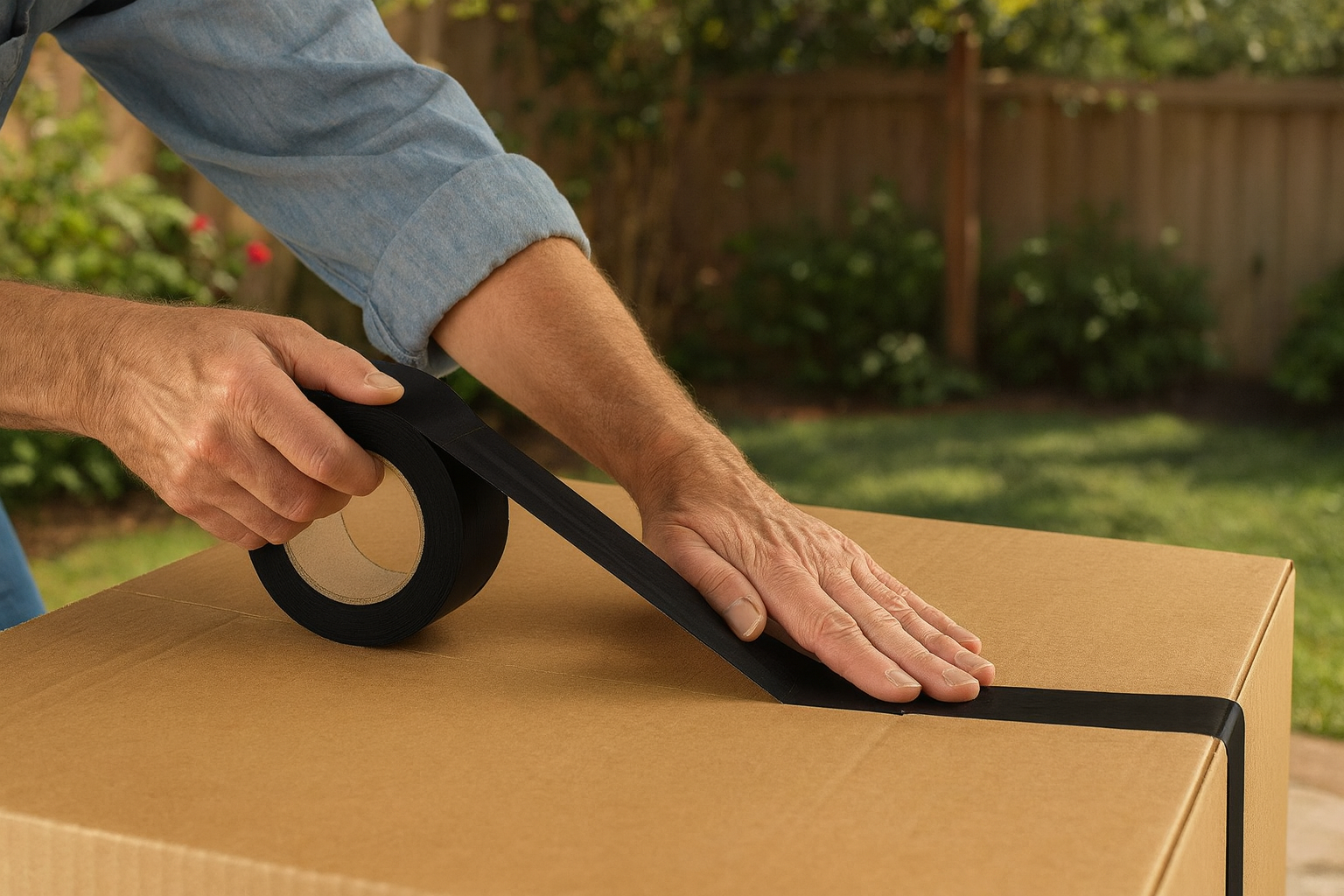 Black Duct Tape - Heavy Duty Waterproof Tape 1.88 Inch Wide - Strong Adhesive, Extra Thickness, Tear by Hand - Great for Indoor & Outdoor Use, Moving Boxes, Repairs - 45 Ft