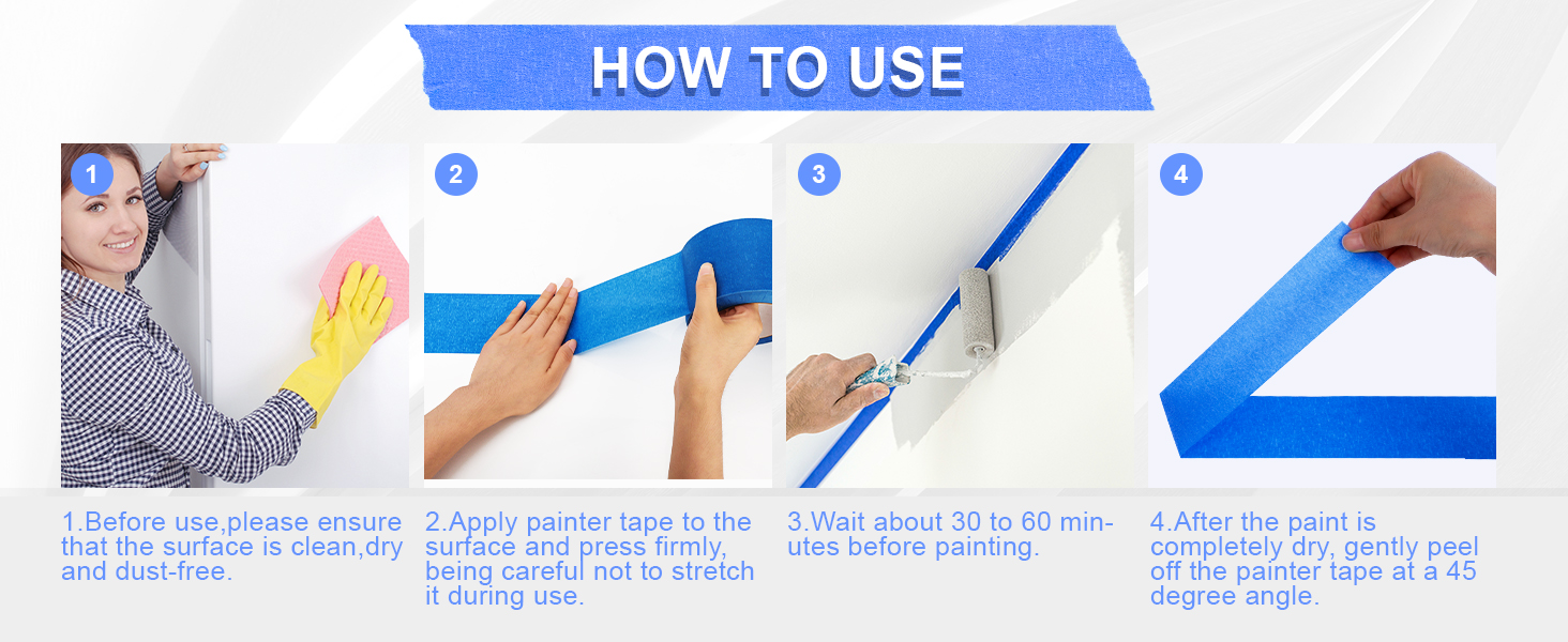 12 Rolls Blue Painters Tape 2 Inches Wide, Masking Tape Total 1200 FT