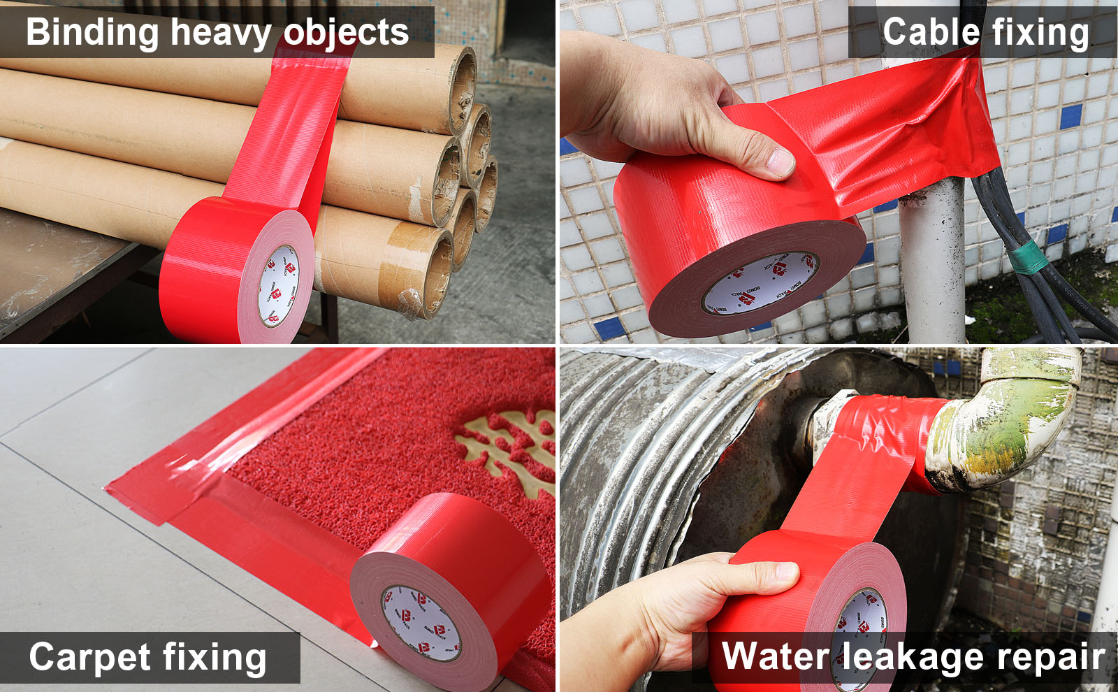 BOMEI PACK 4" Red Duct Tape Wide Roll,4 Inch x 60 Yards,Industrial Grade Duct Tape,Heavy Duty,Waterproof and UV Resistant,Residue Free for Repairing,Home and Craft