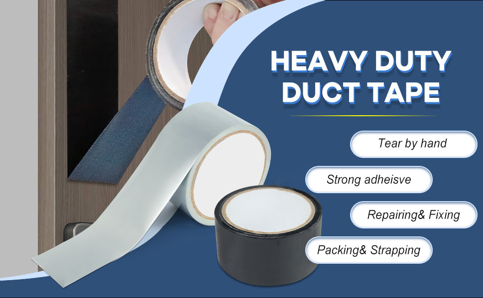 SIKEDEPRO 5-Pack Black Heavy Duty Duct Tape， 2 inches x 30 Yards Duct Tape,Strong, ducttape, Flexible, No Residue, Waterproof High Strength,All-Weather and Tear by Hand - Bulk Value for Repairs