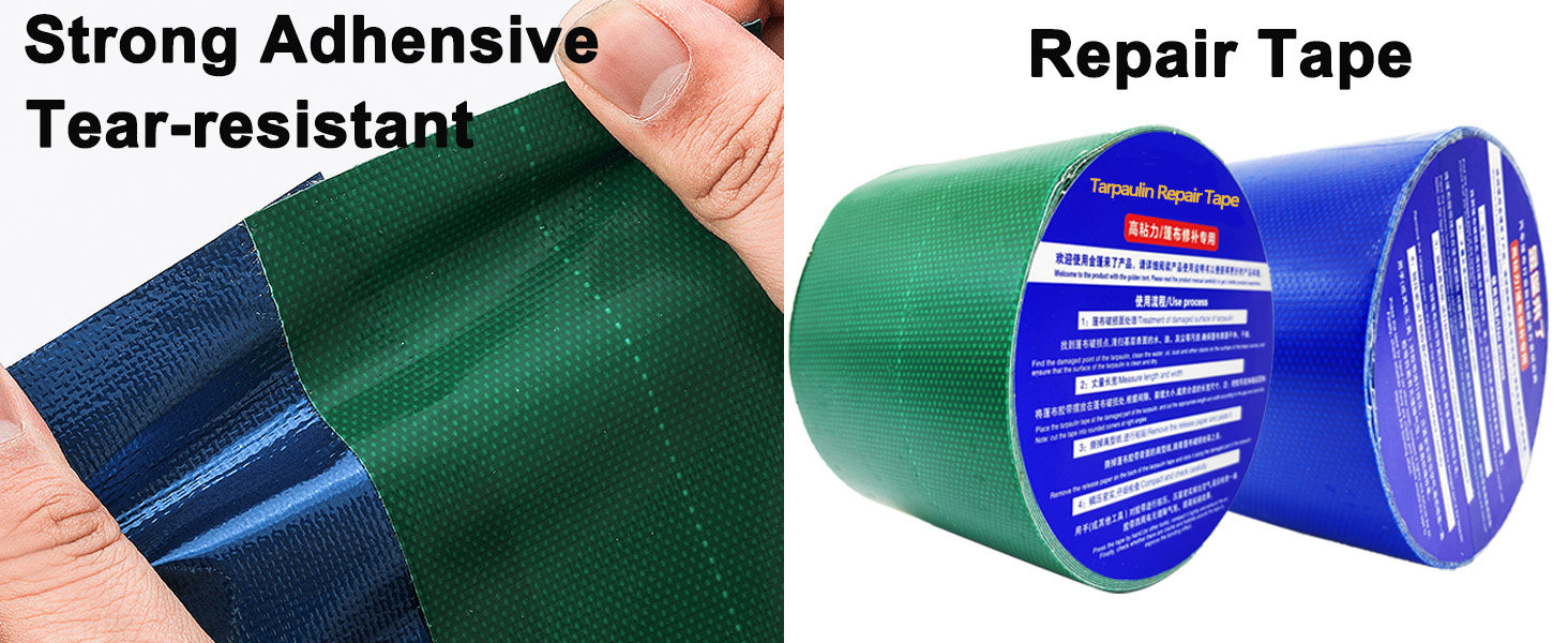 Tarpaulin Repair Tape, 3.15IN*16.4FT Blue Waterproof Tarp Repair Tape Patch, Heavy Duty RV Covers Tent Repair Tape for Truck Camper Travel Trailer Boat Covers