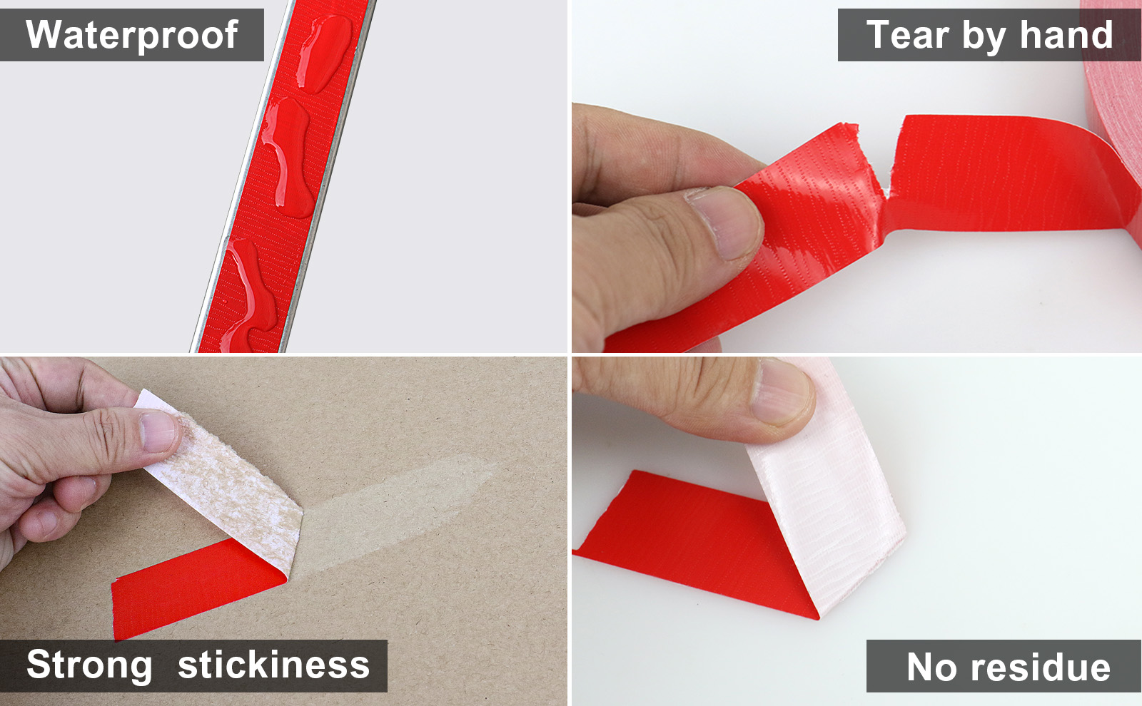 Duct Tape Heavy Duty - Red Tape Duct 1 Inches x 30 Yards 3 Pack, 8.27 mil, Strong, Flexible, No Residue, All-Weather and Tear by Hand - for Repairs, Industrial, Professional Use