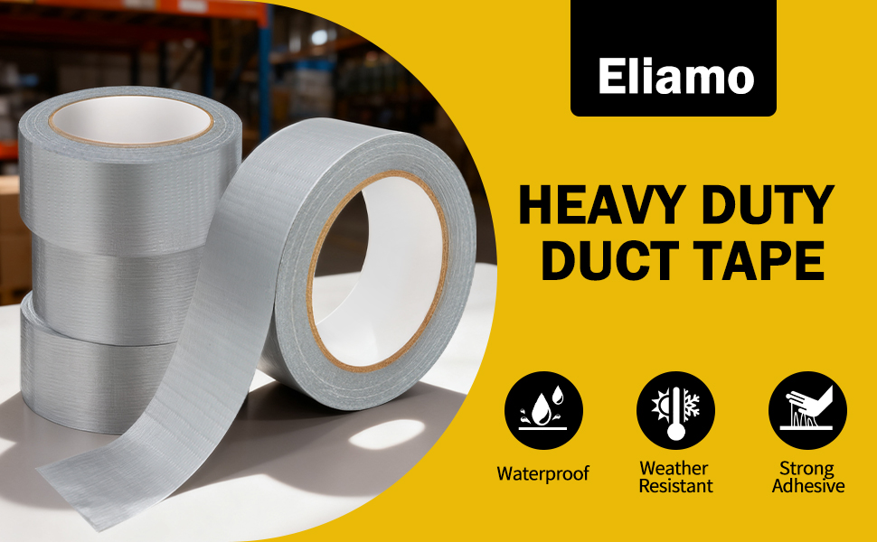 Eliamo 24 Pack Duct Tape, 2 Inch X 720 Yards Heavy Duty Waterproof Silver Duct Tape Bulk, Strong, Easy Tear, No Residue for Indoor Outdoor Repairs, DIY, Crafts