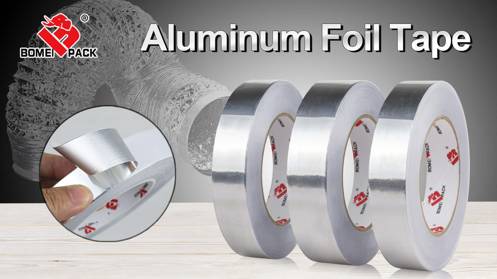 BOMEI PACK 3 Pack Aluminum Foil Tape,1 Inch x 55 Yds, Aluminum Duct Tape,High Temperature Silver Duct Tape,Perfect for Sealing & Patching,HVAC,Air Ducts,Insulation and Metal Repair