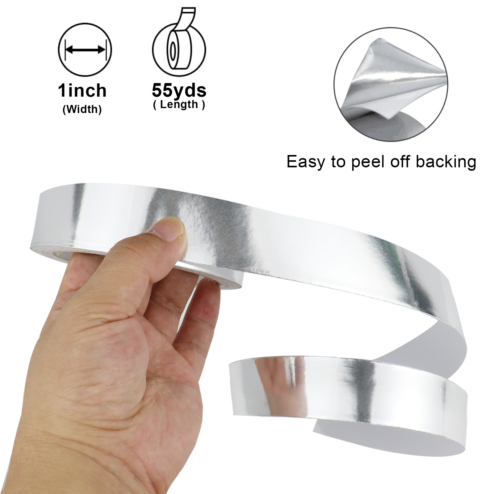 BOMEI PACK 3 Pack Aluminum Foil Tape,1 Inch x 55 Yds, Aluminum Duct Tape,High Temperature Silver Duct Tape,Perfect for Sealing & Patching,HVAC,Air Ducts,Insulation and Metal Repair