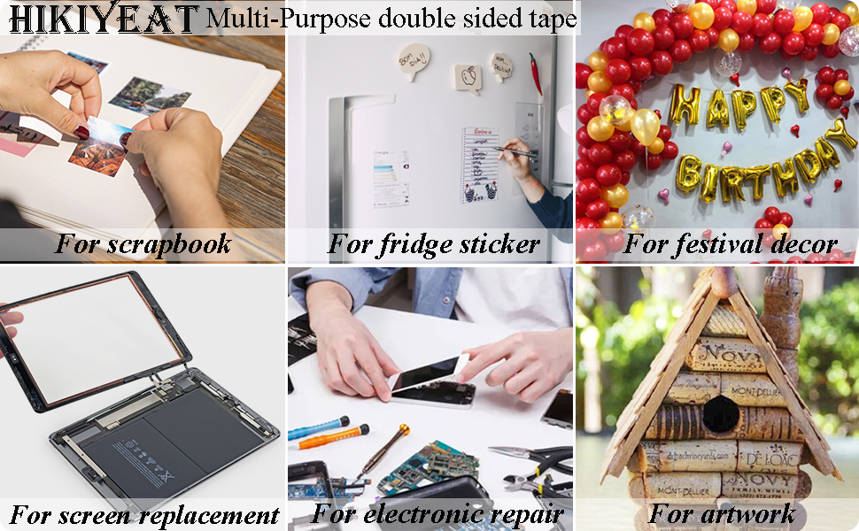 Double Sided Tape,Clear Adhesive Tape,Heavy Duty Thin Transfer Tape,Sticky,Waterproof,5 Sheet(Strips,Sheet) for Repair Cell Phone,DIY,Home,Automotive Deco