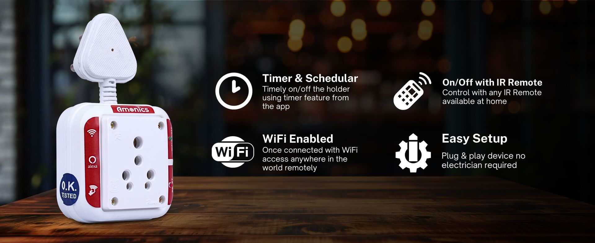 Smart Plug 16amp | 3500W Heavy Load | App | IR Remote, Alexa & Home Compatible | Geyser Automation | Smart Socket for 16A Appliances