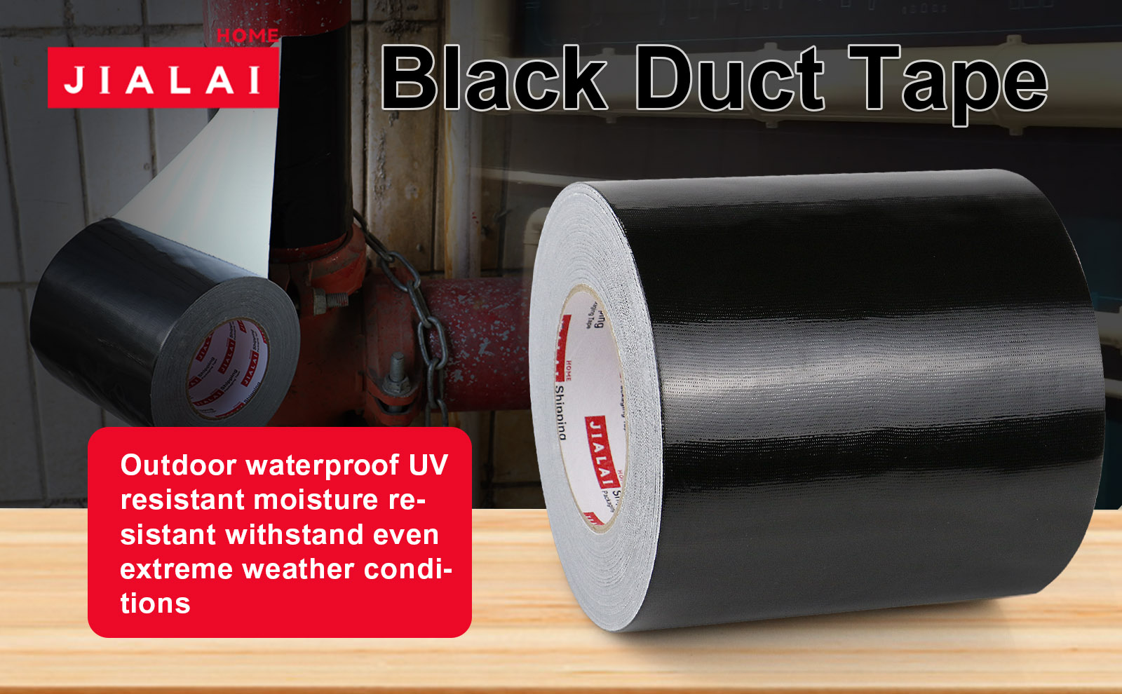 JIALAI HOME 6" Duct Tape, Heavy Duty 6 inch x 55 yds (164 ft) Wide Black Duct Tape, Waterproof, UV Resistant for Crafts, Home Improvement, Repairs, & Projects