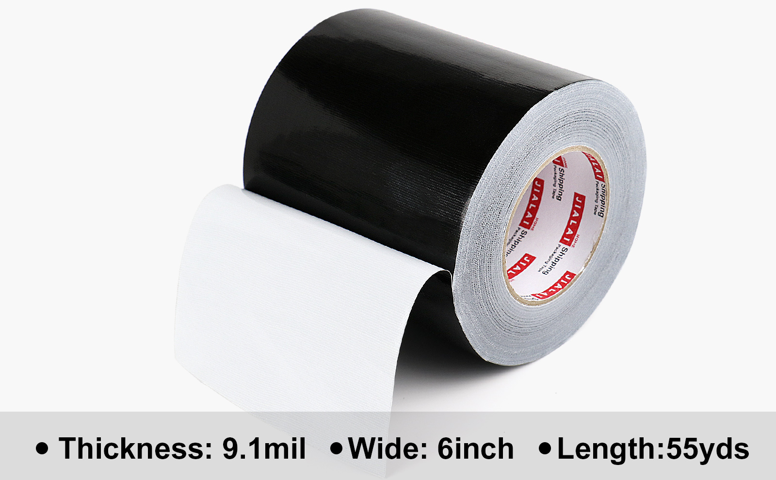 JIALAI HOME 6" Duct Tape, Heavy Duty 6 inch x 55 yds (164 ft) Wide Black Duct Tape, Waterproof, UV Resistant for Crafts, Home Improvement, Repairs, & Projects