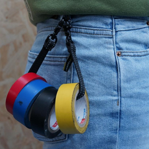 MELOTOUGH Electrical Tape Holder Tape Thong with Trigger Snap Hook Electrical Tape Strap for Tool Bag, Tool Backpack, Tool Belt(Black)