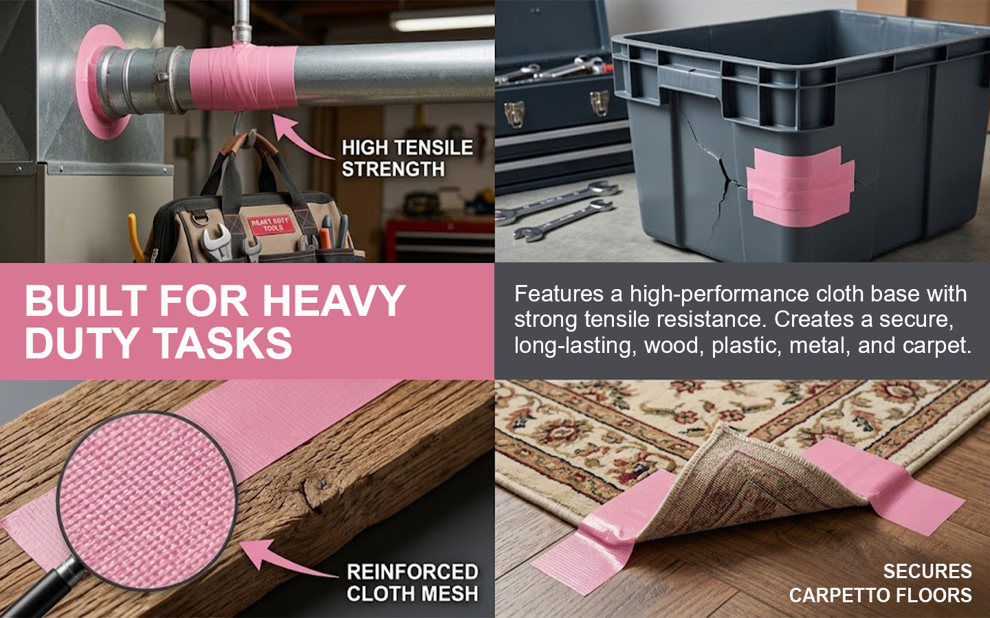 1-Roll Pink Heavy-Duty Duct Tape, 2 in x 30 yd, Indoor/Outdoor