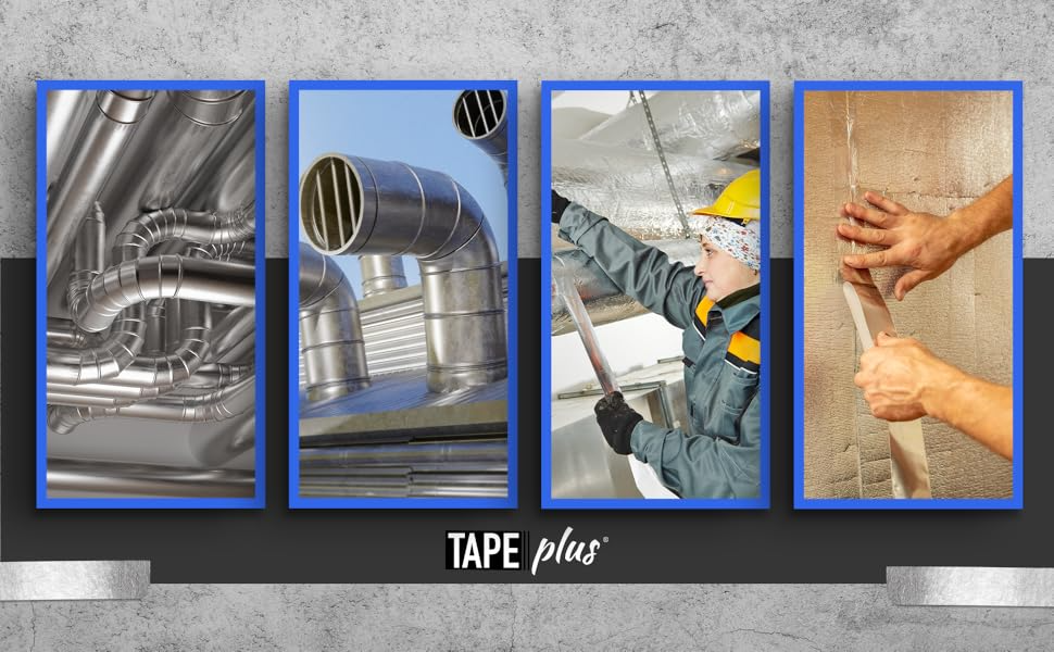 TapePlus Aluminum Foil Tape - Heat-Resistant HVAC Tape - Waterproof Weather Barrier - High-Temp Thermal Seal - 3 in x 210 ft, Silver