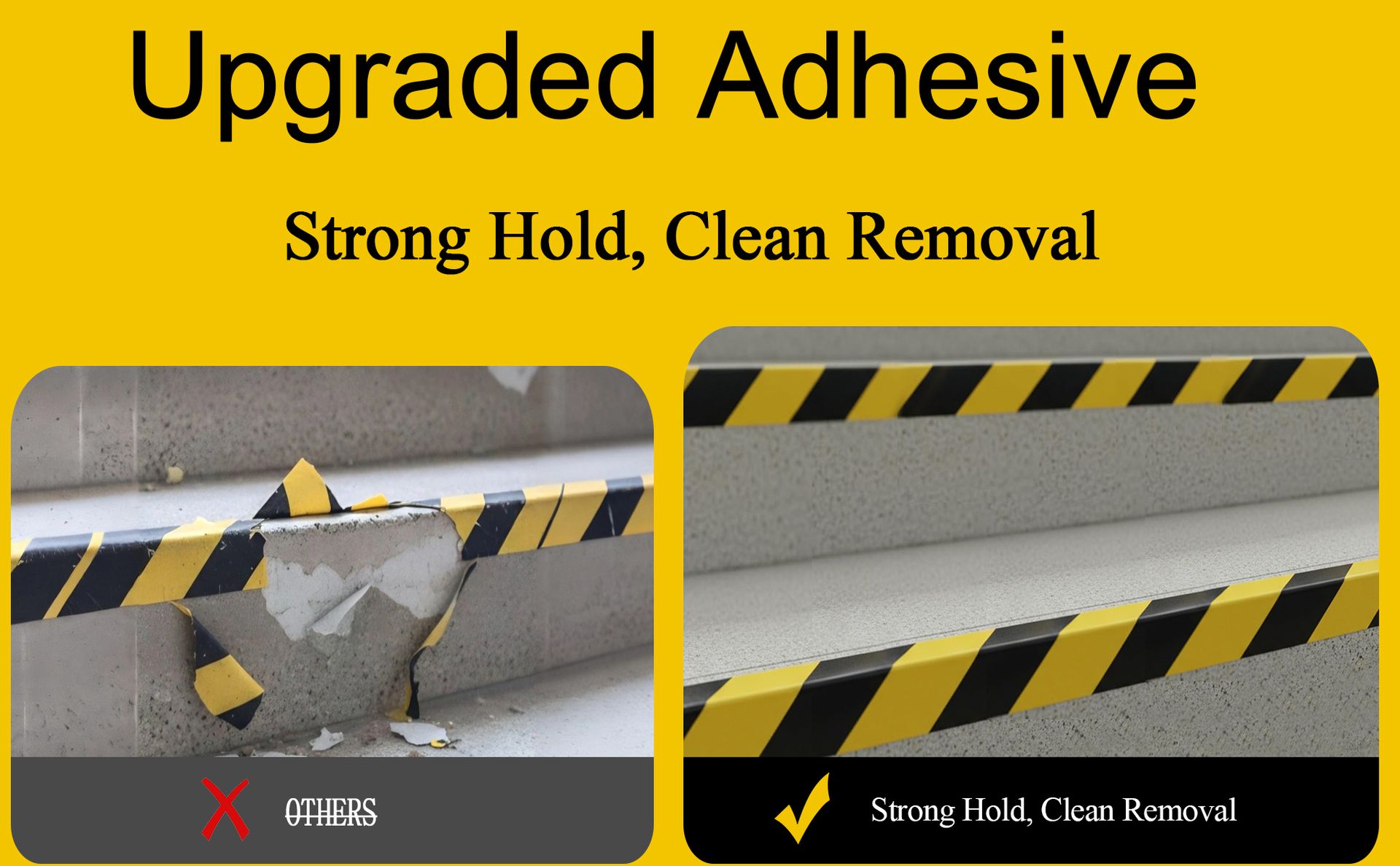 Black Yellow Duct Tape, 2 in x 120 ft, High Visibility