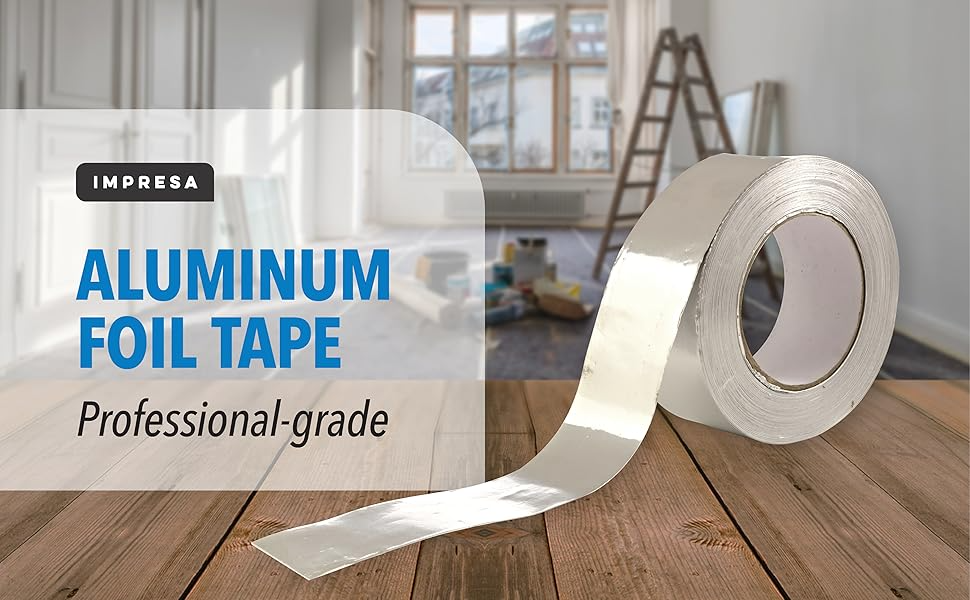 Impresa Aluminum Foil Duct Tape - 1.9 in x 150 ft (50 yd), Silver - Heat Transfer up to 220°F - Foil Tape for HVAC & Ductwork Sealing