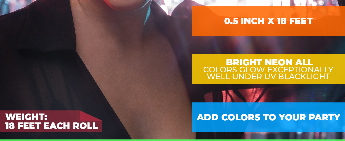 Oskal 5 Pcs Neon Duct Tape Bright Colors, 18 ft x 0.5 in, Tape Rolls