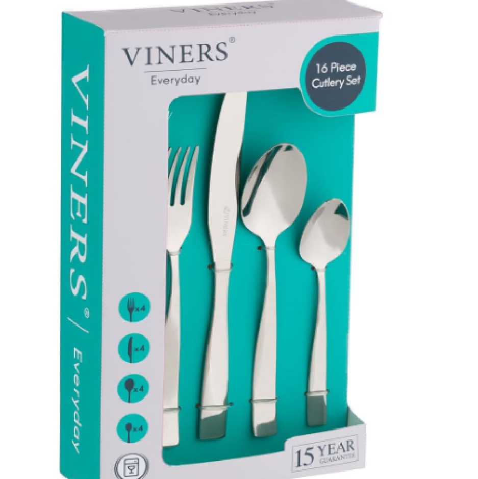 Viners Premium International 18/0 Stainless Steel Cutlery Gift Box Set of 16 Pcs | Luxury Spoon, Fork, Knife Set for Dining Table and Kitchen Use | Rustproof Food Grade Flatware