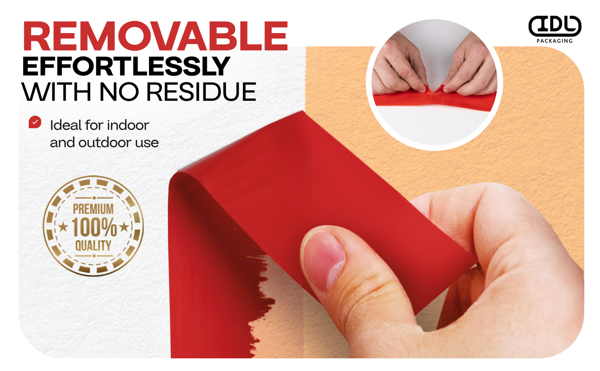 IDL Packaging 2" x 60 Yards Red Stucco Tape, 3 Rolls, Heavy-Duty, Smooth Edge - 60 Days Long-Lasting Bond, Leave No Traces - UV Resistant, Waterproof - Masking or Plastering Jobs