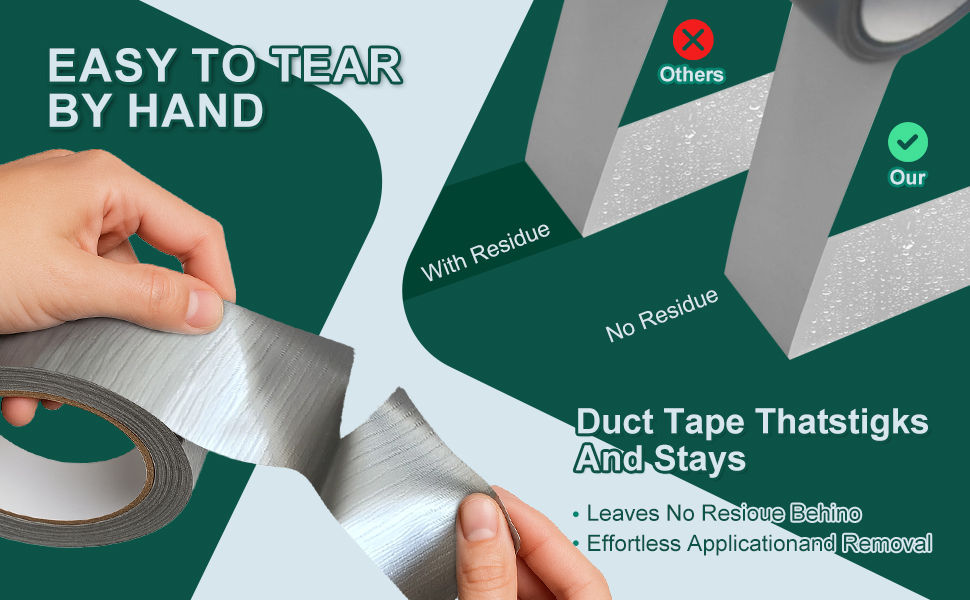 AISIMEE12-Pack Heavy Duty Duct Tape, 9 Mil Thick, 1.88” x 30 Yards, Waterproof & Residue-Free, Strong Adhesive for Indoor & Outdoor Repairs, All-Weather, Silver