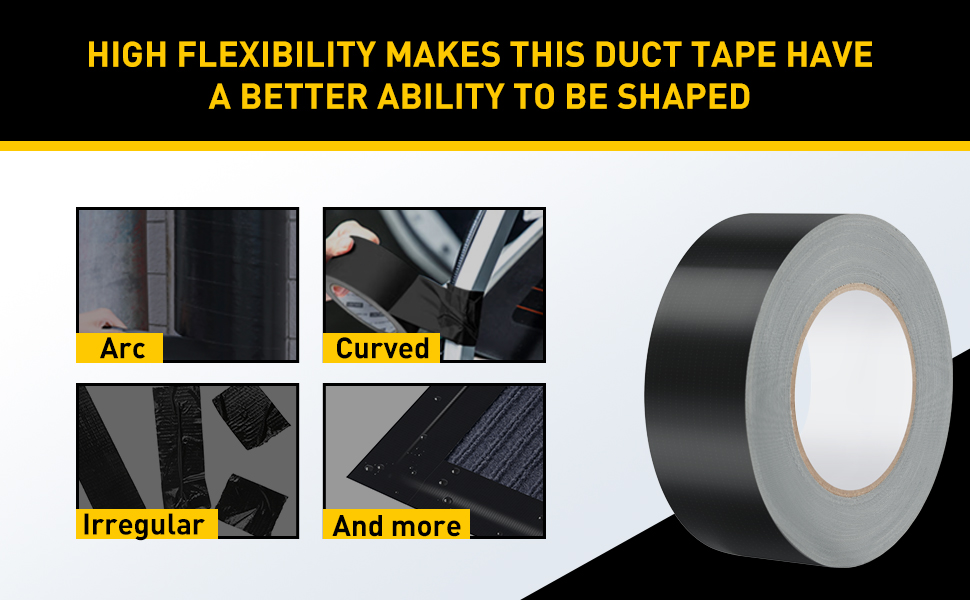 Lichamp 6 Rolls Heavy Duty Black Duct Tapes, 2 Inches x 25 Yards, 17 mil