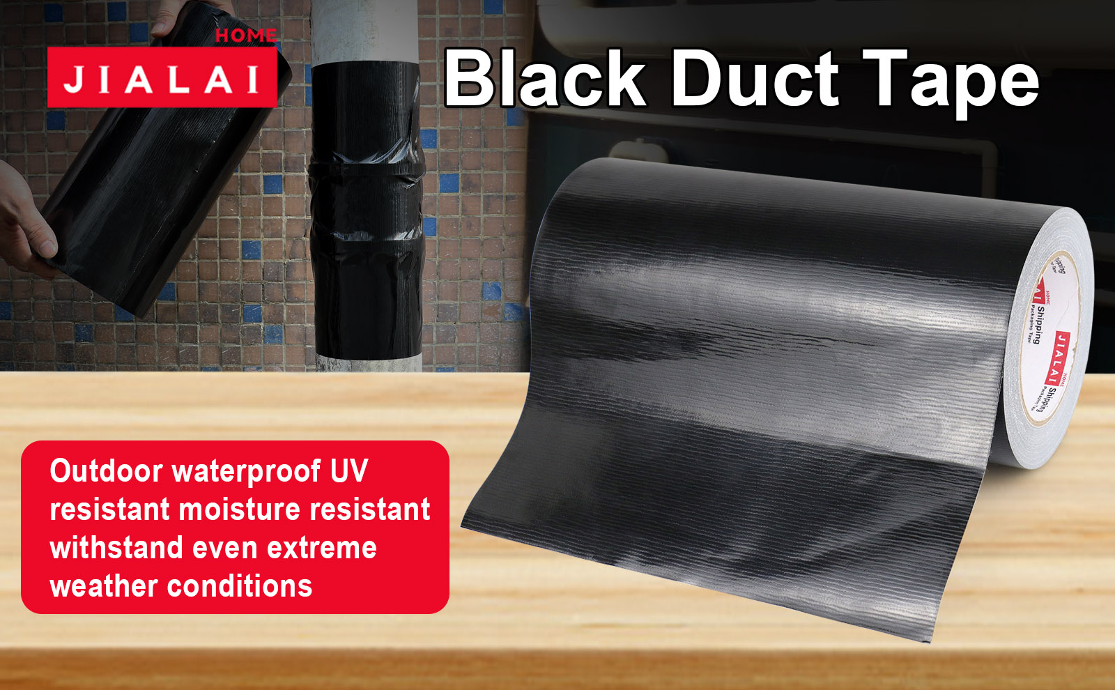 JIALAI HOME 10 Inches Duct Tape, Industrial Grade 10 inches x 30 Yards Duct Tape Black, 9 Mil Heavy-Duty, Waterproof, Strong, Flexible, No Residue, UV Resistant for Crafts & Home Improvement