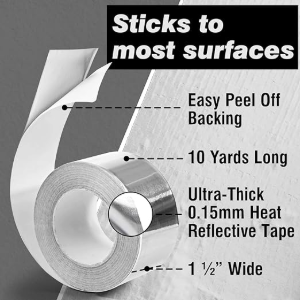 Impresa High Temperature Aluminum Foil Tape - 30 ft x 1.5 in, 0.15 mm Thick, Silver - Heat Resistant Sealing & High Heat Tape - Waterproof & Extra Thick Ductwork Sealer