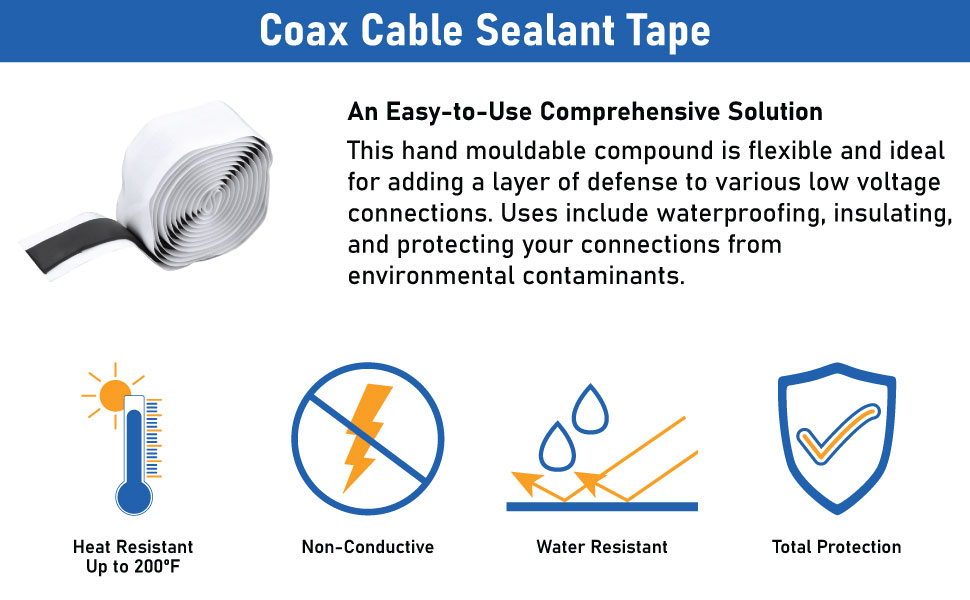 Skywalker 1/2” x 60” Non-Contaminating & Non-Conductive Coax Cable Sealant Tape