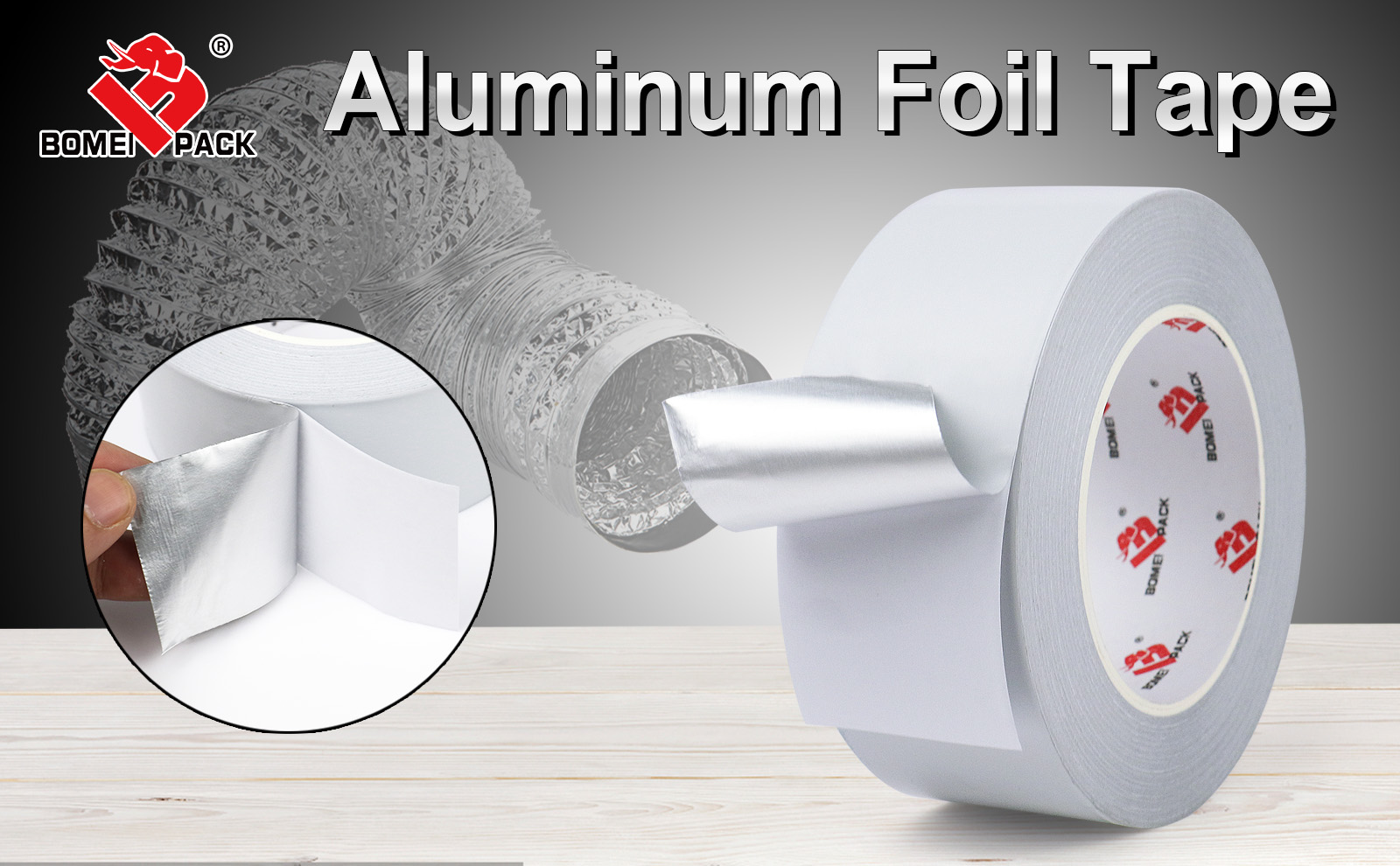 BOMEI PACK Aluminum Foil Tape,Gray White Foil Tape HVAC Sealing & Patching Hot Cold Air Duct Tape Aluminum Foil Tape for Pipe, Metal Repair, HVAC, Air Ducts, Insulation (2 Inch)