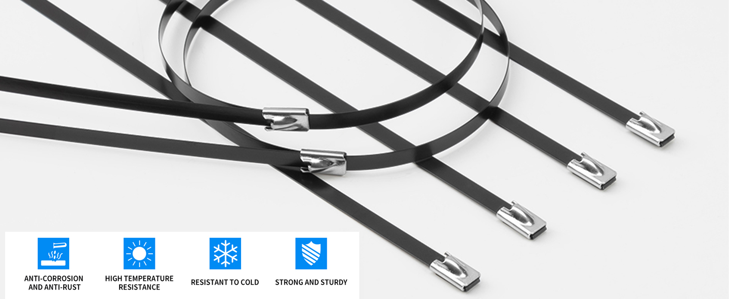 Metal Cable Zip Ties Heavy Duty 7.8 Inch, Premium Stainless Steel Multi-purpose Self-locking Cable Ties Suitable in machinery, vehicles, farms, pipes, roofs,cables, Outdoor binding, 25 Pcs