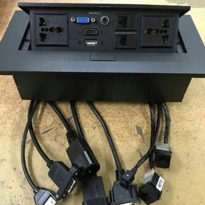 COOLCOLD 10 Module, Hydraulic 8 Cables Cubby Metal, Conference Table Connectivity Solutions, Flip-Top Hidden Desk Module Pop Up Box with HDMI, VGA, Audio, LAN, Power & USB Port (Black) -1 Yr Warranty