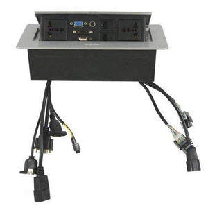 COOLCOLD 10 Module, Hydraulic 8 Cables Cubby Metal, Conference Table Connectivity Solutions, Flip-Top Hidden Desk Module Pop Up Box with HDMI, VGA, Audio, LAN, Power & USB Port (Black) -1 Yr Warranty