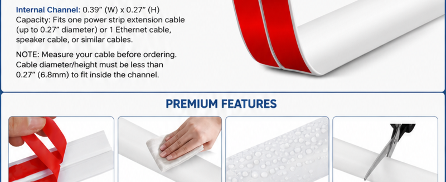 Herrlich Homes 9.9 ft Self Adhesive PVC Cord Cover for Floor | Cuttable Soft PVC Floor Cord Hider | Flexible | for Home, Office | 9.9 ft