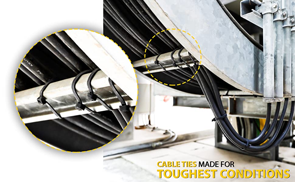 SCHOFIC Cable Zip Ties Heavy Duty 450 MM [Size 18 INCH], Ultra Strong Plastic [Polyamide] Wire Ties with 49 Pounds Tensile Strength, Nylon Tie Wraps with 4.8 MM Width (25, BLACK)
