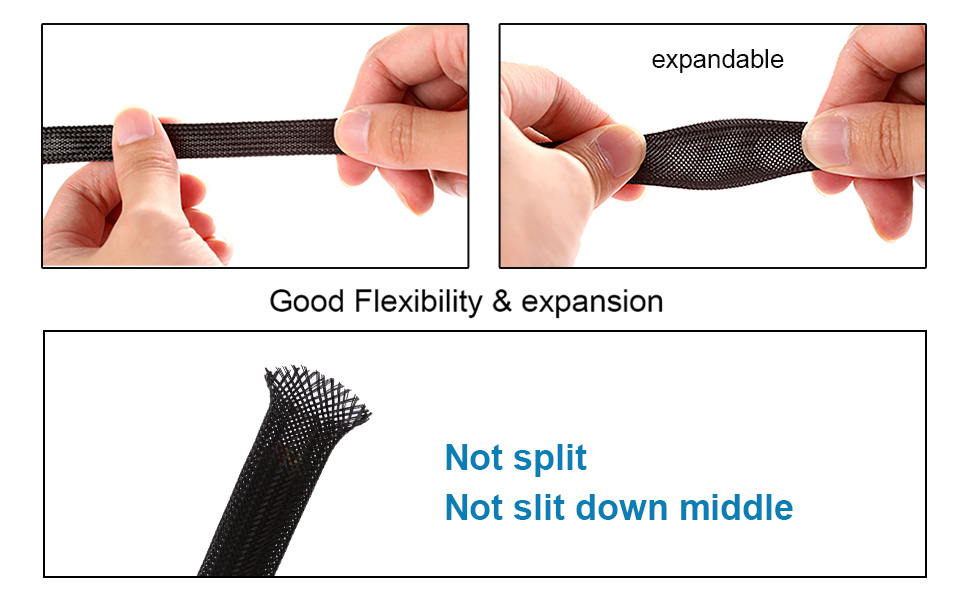 Rpi shop - 5 Meters Polyester Braided Sleeve, Nylon Braided sleeve, braided expandable sleeve for good wire protection, 5 Different Size(3mm, 4mm, 6mm, 8mm, 10mm) Each 1 Meter Color Black