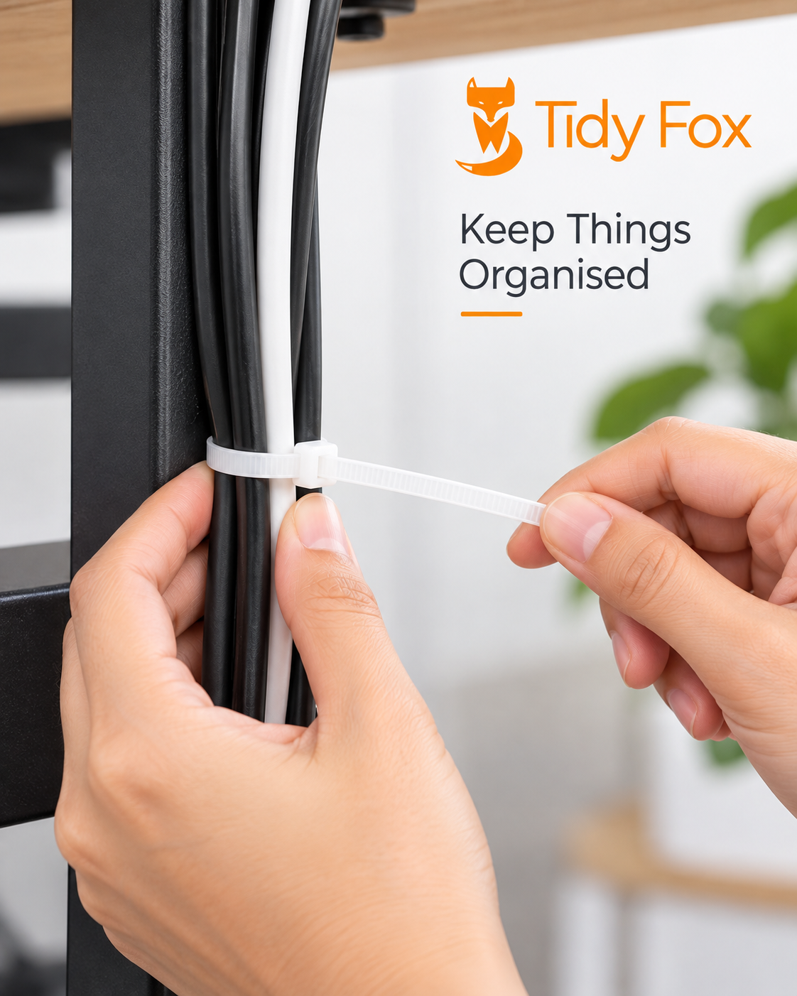 Tidy Fox Heavy Duty Nylon Cable Ties, Self Locking Zip Ties, 12 inch (300 mm) x 3.6 mm, Pack of 100, White, for Cable Management, Garden and Outdoor Use, Made in India