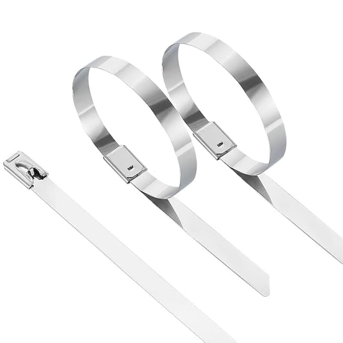 12 Inch (300 x 4.6 mm) SS 304 Stainless Steel Cable Ties Self-Locking Metal Zip Ties for Industrial & Outdoor Use (25 Pcs)