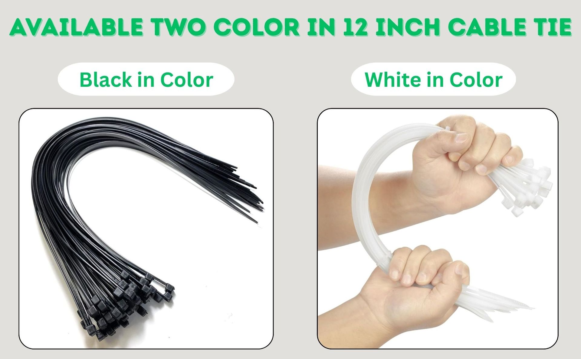 Hian 12-Inch White Zip Ties, 100-Pack – Heavy-Duty, UV-Resistant, Self-Locking Cable Ties for Indoor & Outdoor Use (White- 300mm x 4mm)