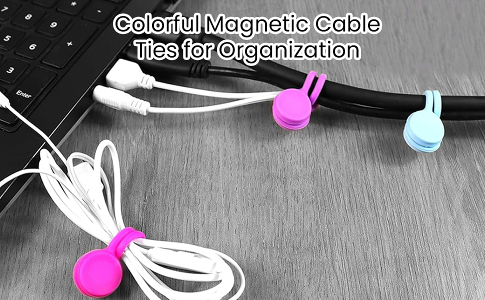 ZORBES 10 Pcs Magnetic Cable Ties, Reusable Cord Wrap, Fridge Clips