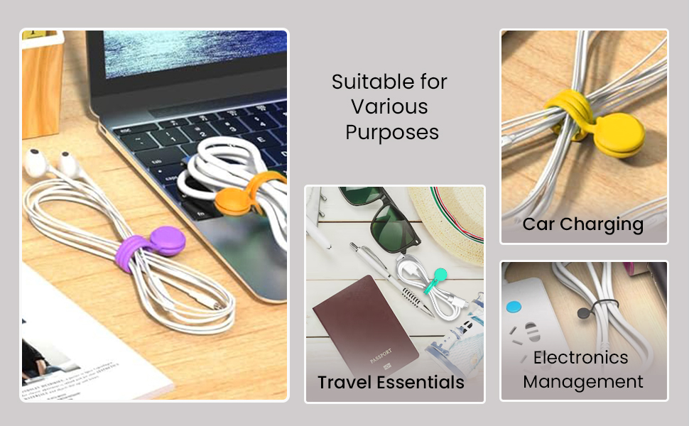 ZORBES 10 Pcs Magnetic Cable Ties, Reusable Cord Wrap, Fridge Clips