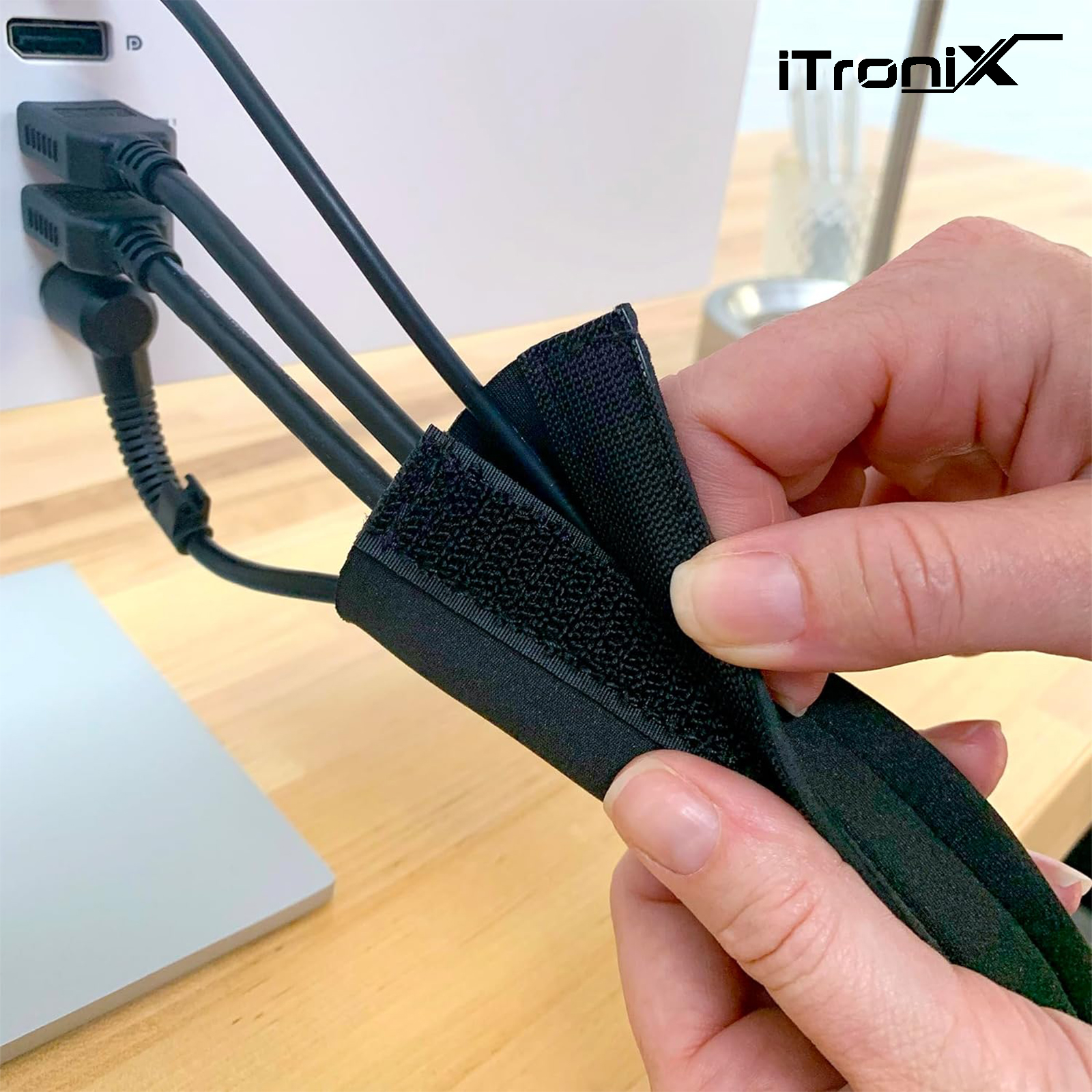 FLORICAN Cable Organiser Manager Cord Management System Sleeve for TV, Computer, Home Theatre, Speaker, Hdmi, Cables with Zipper (19 Inch / 48Cm) (Pack of 1)